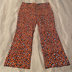 Anthropologie Margot Orange Leopard Print Boot Cut Pants